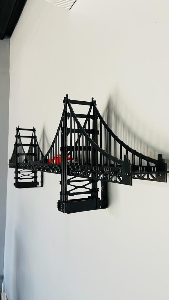 Laser-cut bridge silhouette wall art