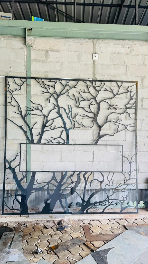 Tree silhouette laser-cut wall panel